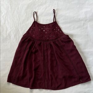 Cape Juby Burgundy Sleeveless Halter Babydoll Top - Size XS